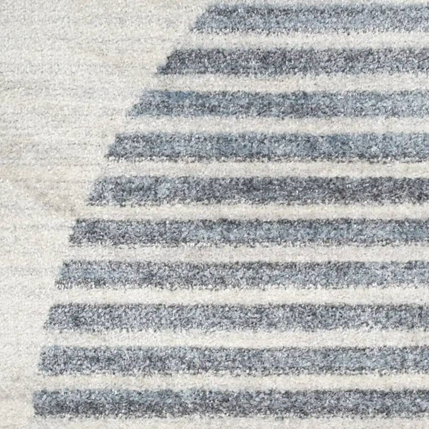 Blue and Ivory Geometric Power Loom Washable Area Rug Photo 9