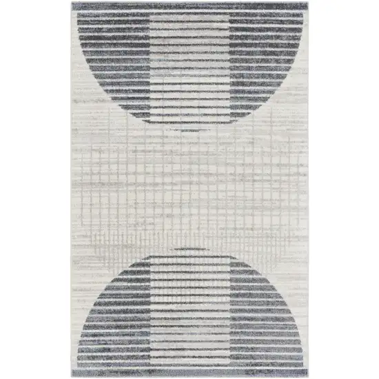 Blue and Ivory Geometric Power Loom Washable Area Rug Photo 2