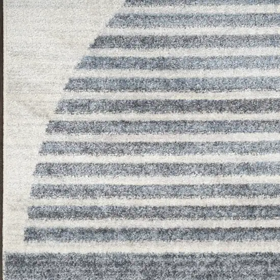 Blue and Ivory Geometric Power Loom Washable Area Rug Photo 9