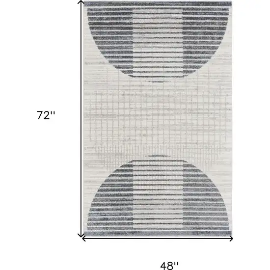 Blue and Ivory Geometric Power Loom Washable Area Rug Photo 3