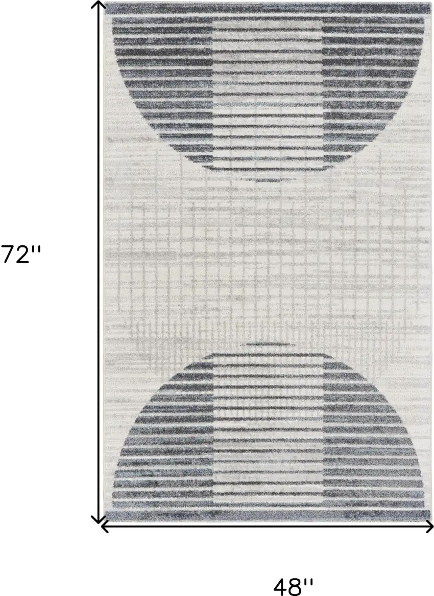 Blue and Ivory Geometric Power Loom Washable Area Rug Photo 3