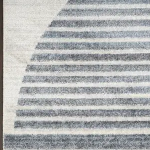 Photo of Blue and Ivory Geometric Power Loom Washable Area Rug