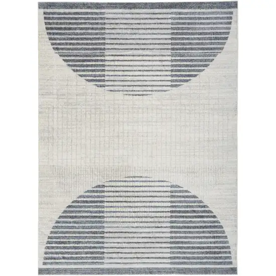 Blue and Ivory Geometric Power Loom Washable Area Rug Photo 7