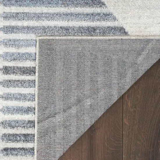 Blue and Ivory Geometric Power Loom Washable Area Rug Photo 8