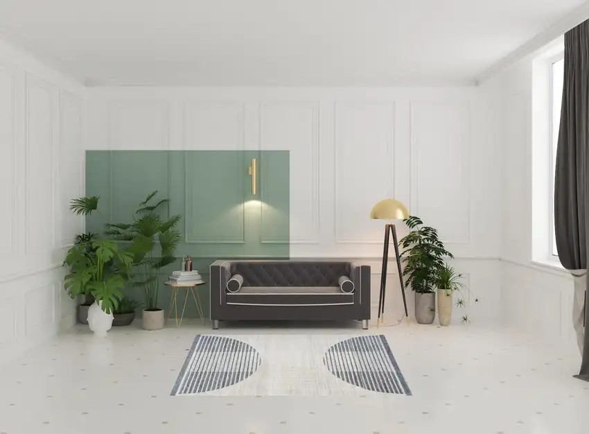 Blue and Ivory Geometric Power Loom Washable Area Rug Photo 1