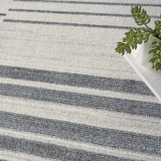 Blue and Ivory Geometric Power Loom Washable Area Rug Photo 9