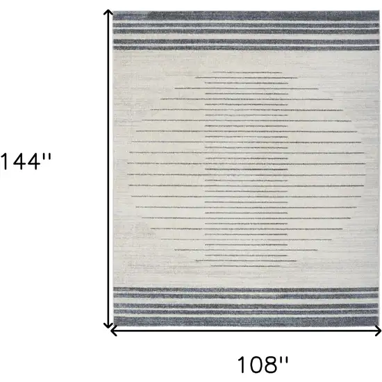 Blue and Ivory Geometric Power Loom Washable Area Rug Photo 3