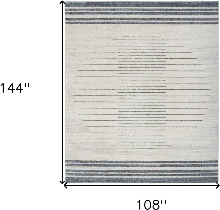 Blue and Ivory Geometric Power Loom Washable Area Rug Photo 3