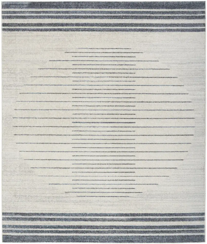 Blue and Ivory Geometric Power Loom Washable Area Rug Photo 6