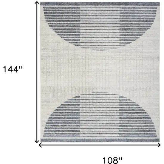 Blue and Ivory Geometric Power Loom Washable Area Rug Photo 3