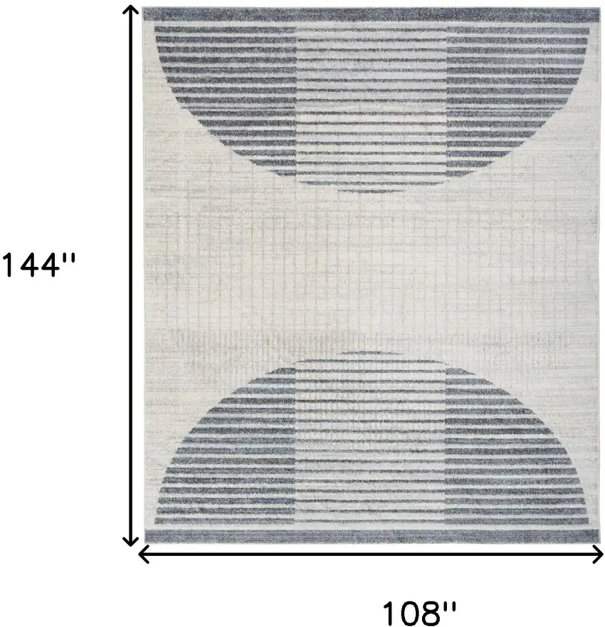 Blue and Ivory Geometric Power Loom Washable Area Rug Photo 3