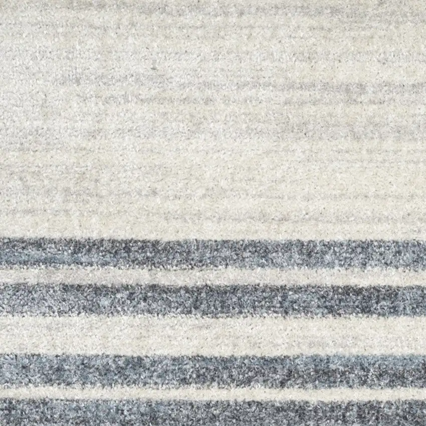 Blue and Ivory Geometric Power Loom Washable Area Rug Photo 9