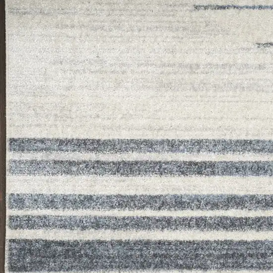 Blue and Ivory Geometric Power Loom Washable Area Rug Photo 8