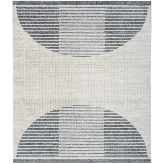 Blue and Ivory Geometric Power Loom Washable Area Rug Photo 7