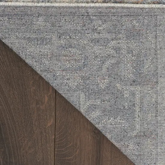 Blue and Ivory Geometric Power Loom Washable Area Rug Photo 9