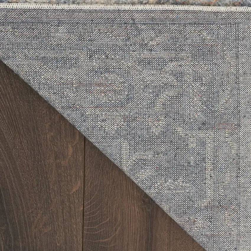 Blue and Ivory Geometric Power Loom Washable Area Rug Photo 9