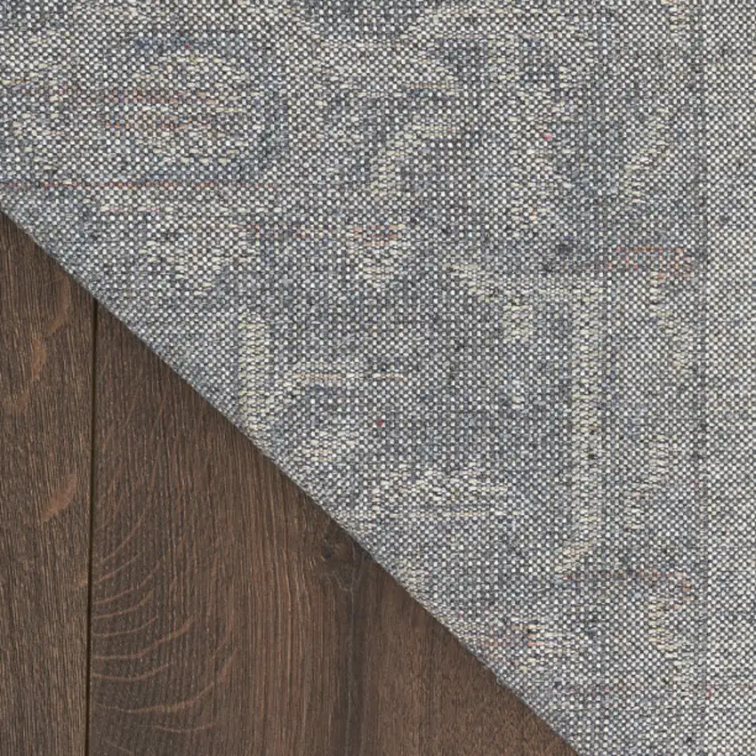 Blue and Ivory Geometric Power Loom Washable Area Rug Photo 8