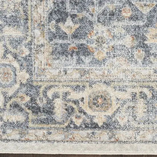 Blue and Ivory Geometric Power Loom Washable Area Rug Photo 8