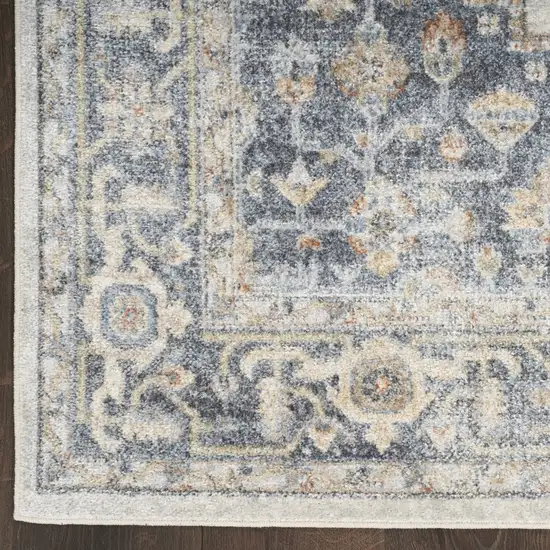 Blue and Ivory Geometric Power Loom Washable Area Rug Photo 8