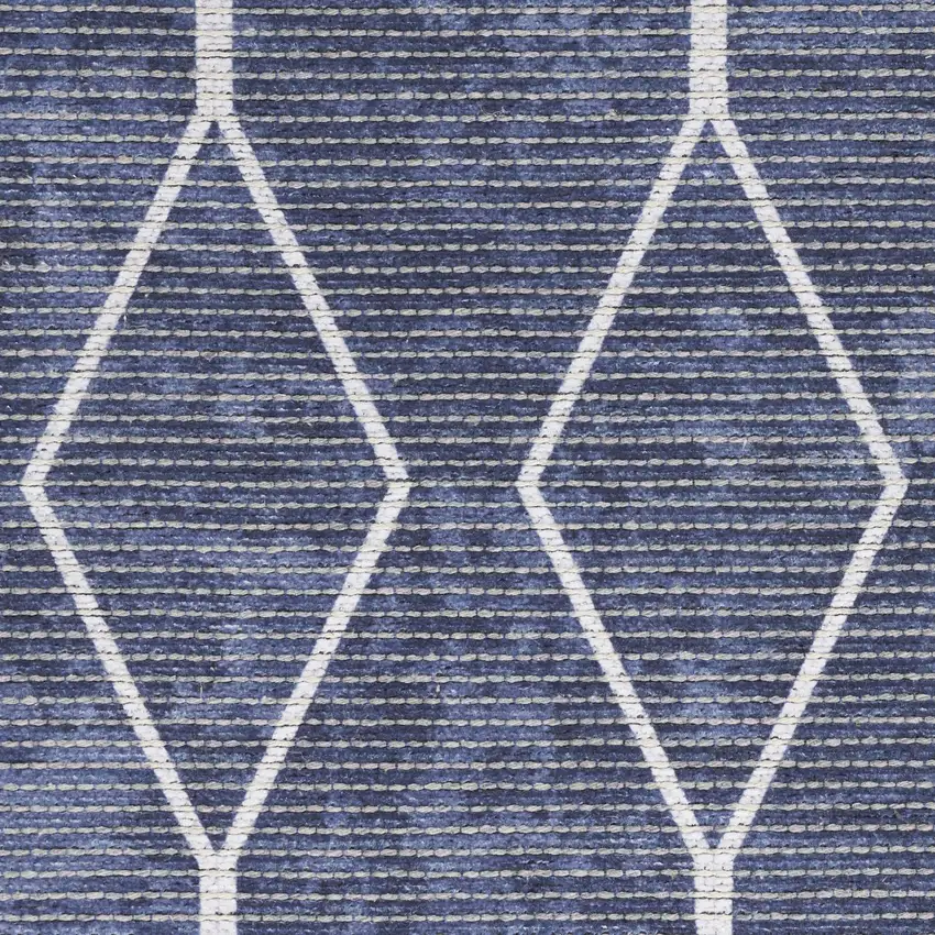 Blue and Ivory Geometric Power Loom Washable Area Rug Photo 4