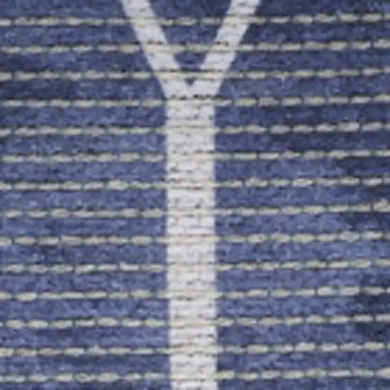 Blue and Ivory Geometric Power Loom Washable Area Rug Photo 1