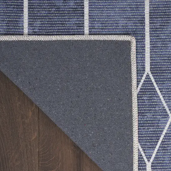 Blue and Ivory Geometric Power Loom Washable Area Rug Photo 8