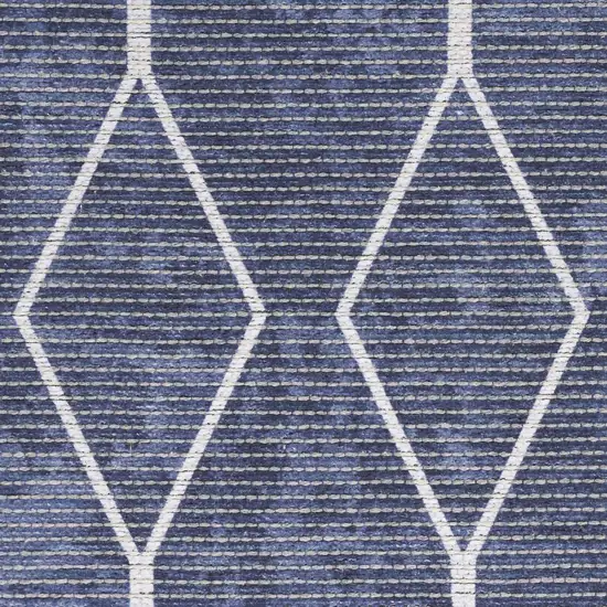 Blue and Ivory Geometric Power Loom Washable Area Rug Photo 8