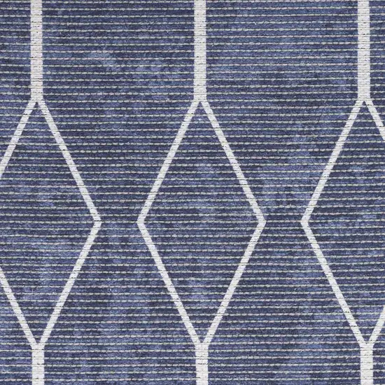 Blue and Ivory Geometric Power Loom Washable Area Rug Photo 9