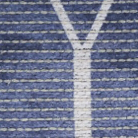 Blue and Ivory Geometric Power Loom Washable Area Rug Photo 1