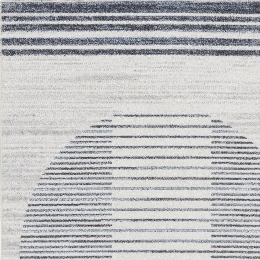 Blue and Ivory Geometric Power Loom Washable Area Rug Photo 4