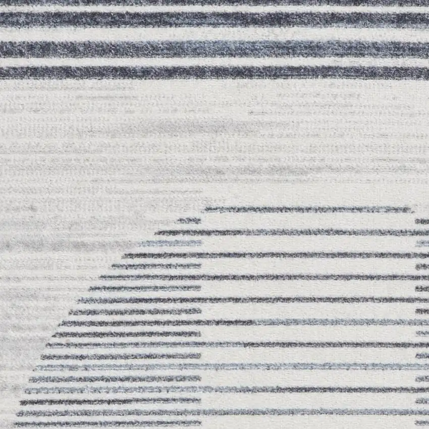 Blue and Ivory Geometric Power Loom Washable Area Rug Photo 2