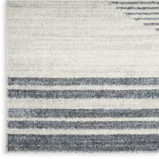 Blue and Ivory Geometric Power Loom Washable Area Rug Photo 8