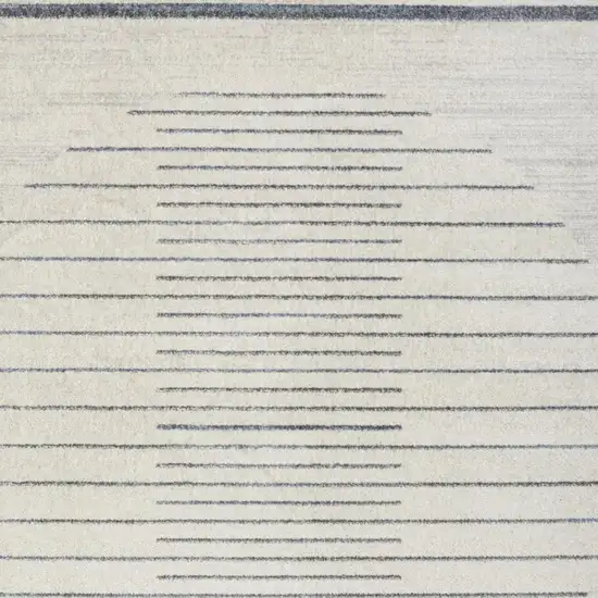 Blue and Ivory Geometric Power Loom Washable Area Rug Photo 6