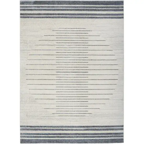 Blue and Ivory Geometric Power Loom Washable Area Rug Photo 1