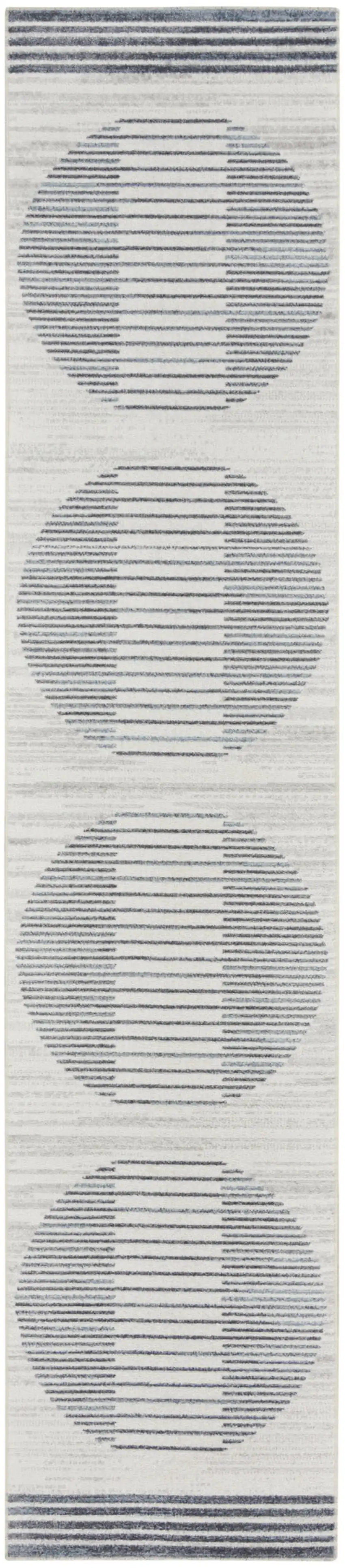 10' Blue And Ivory Geometric Washable Runner Rug Photo 8