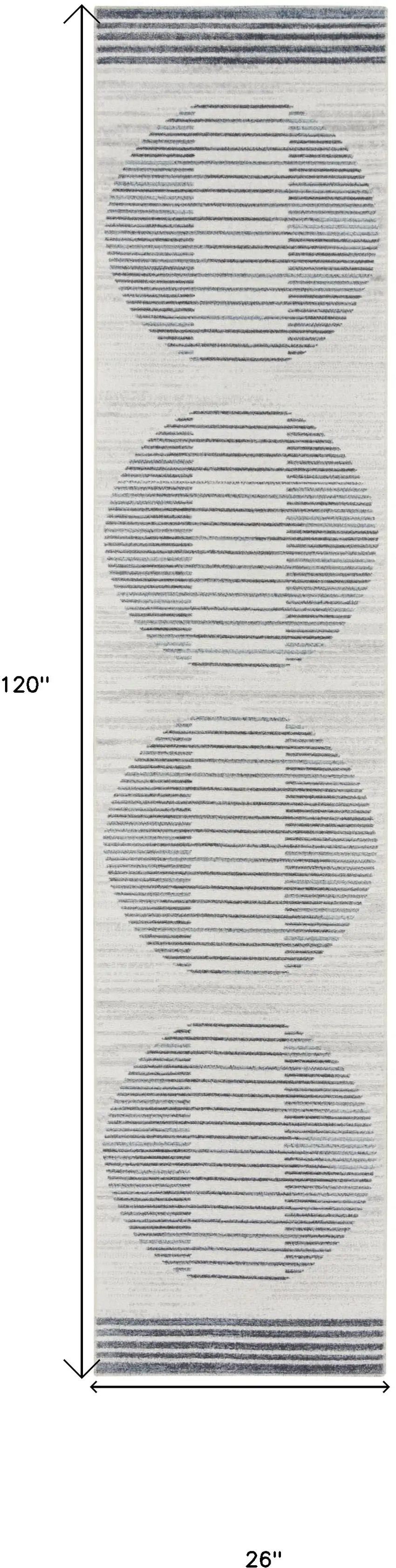 Blue and Ivory Geometric Power Loom Washable Runner Rug Photo 3