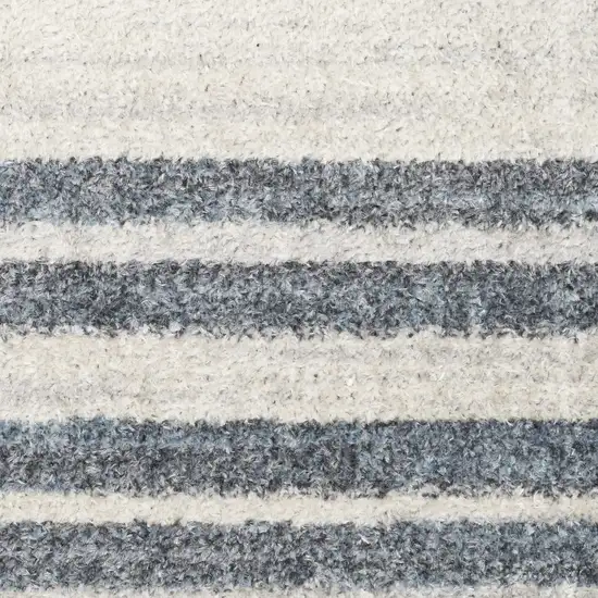 10' Blue And Ivory Geometric Washable Runner Rug Photo 1