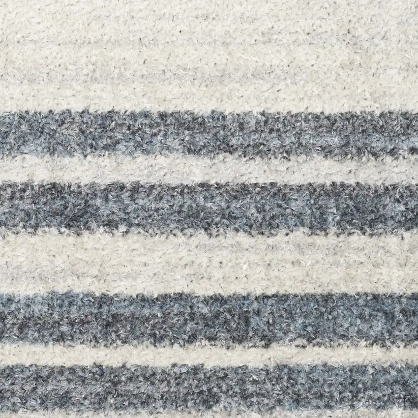 10' Blue And Ivory Geometric Washable Runner Rug Photo 1