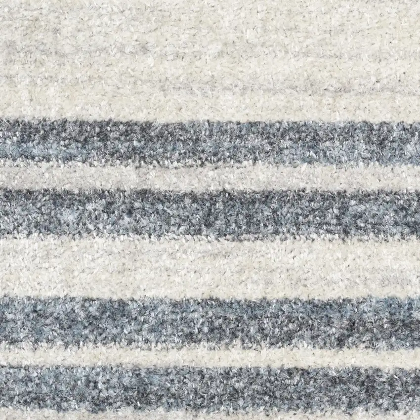 10' Blue And Ivory Geometric Washable Runner Rug Photo 9