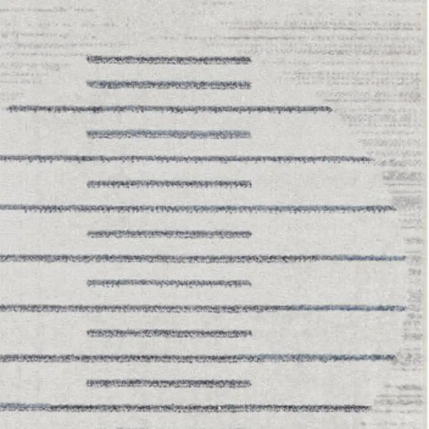 Blue and Ivory Geometric Power Loom Washable Runner Rug Photo 3