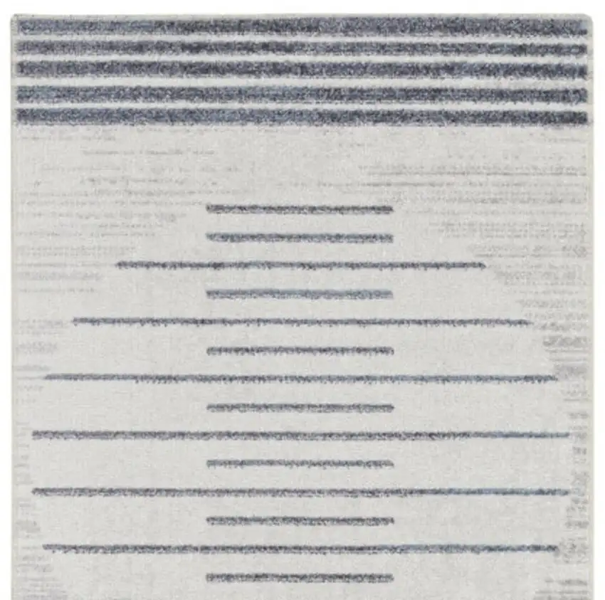 10' Blue And Ivory Geometric Washable Runner Rug Photo 4