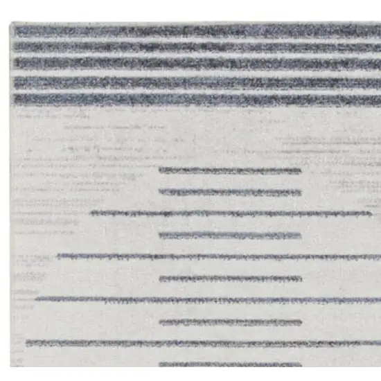 10' Blue And Ivory Geometric Washable Runner Rug Photo 3