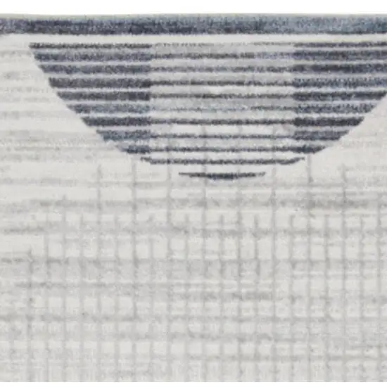 10' Blue And Ivory Geometric Washable Runner Rug Photo 3