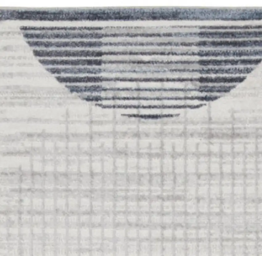 10' Blue And Ivory Geometric Washable Runner Rug Photo 3