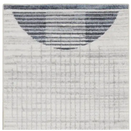 10' Blue And Ivory Geometric Washable Runner Rug Photo 4