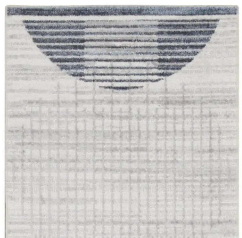 10' Blue And Ivory Geometric Washable Runner Rug Photo 4