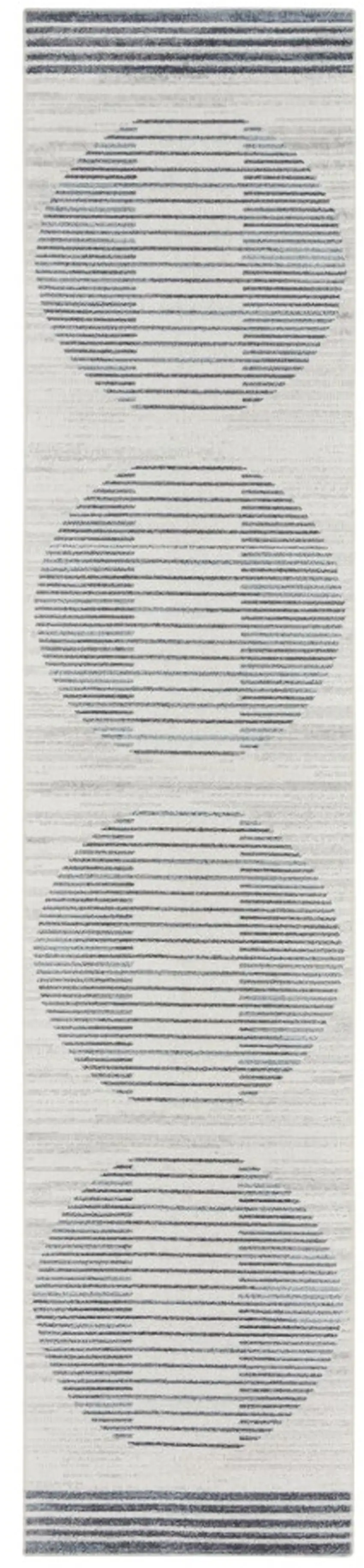 12' Blue And Ivory Geometric Washable Runner Rug Photo 2