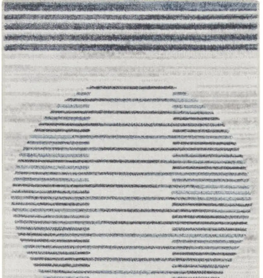 Blue and Ivory Geometric Power Loom Washable Runner Rug Photo 5