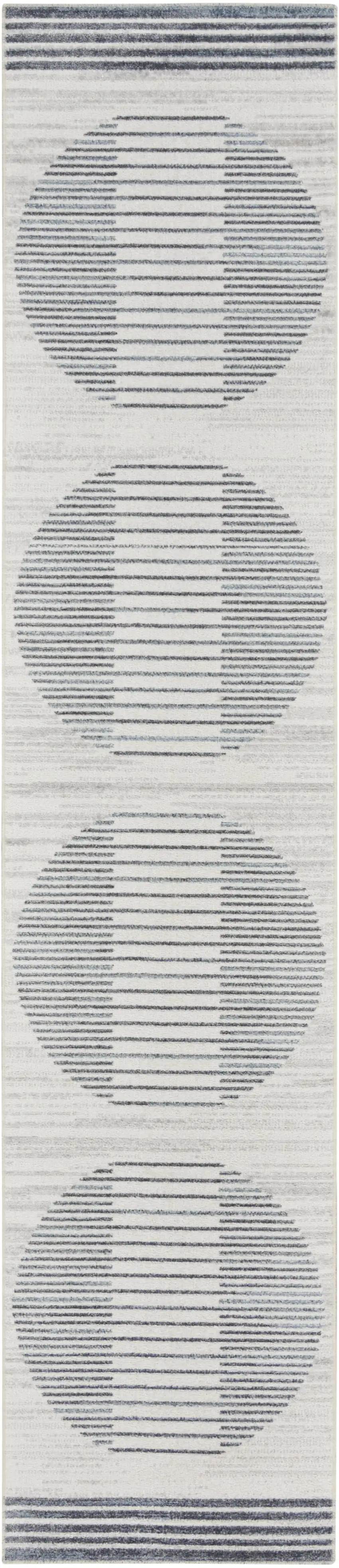 Blue and Ivory Geometric Power Loom Washable Runner Rug Photo 2
