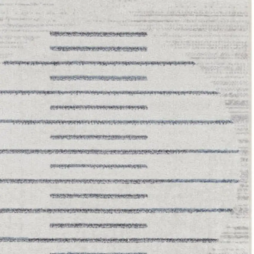 Blue and Ivory Geometric Power Loom Washable Runner Rug Photo 4